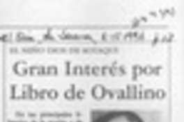 Gran interés por libro de ovallino  [artículo].