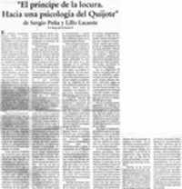 "El príncipe de la locura, hacia una psicología del Quijote"