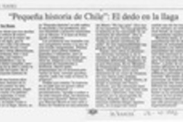 "Pequeña hisotria de Chile", el dedo en la llaga  [artículo] Hans Ehrmann.