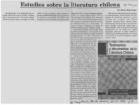 Estudios sobre la literatura chilena  [artículo] Marino Muñoz Lagos.