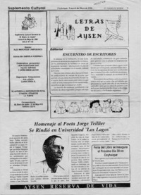 Homenaje al Poeta Jorge Teillier se rindió en Universidad "Los Lagos"  [artículo].