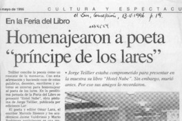 Homenajearon a poeta "príncipe de los lares"  [artículo].