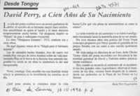 David Perry, a cien años de su nacimiento  [artículo] René Peri Fagerstrom.