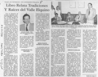 Libro relata tradiciones y raícesdel Valle Elquino  [artículo] Katherine López G.