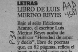 Libro de Luis Merino Reyes  [artículo].