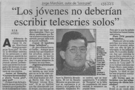 "Los jóvenes no deberán escribir teleseries solos"  [artículo] R. C. Q.