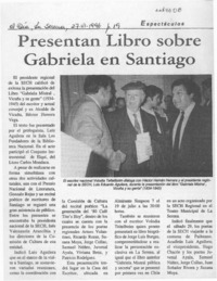 Presentan libro sobre Gabriela en Santiago  [artículo].