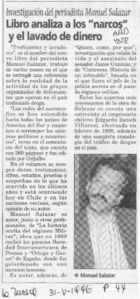 Libro analiza a los "narcos y el lavado de dinero  [artículo].