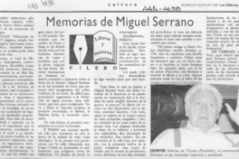 Memorias de Miguel Serrano  [artículo] Filebo.