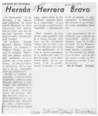 Un Hijo de Victoria, Hernán Herrera Bravo  [artículo].