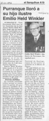 Purranque lloró a su hijo ilustre, Emilio Held Winkler  [artículo].