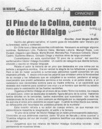 El Pino de la Colina, cuento de Héctor Hidalgo  [artículo] José Vargas Badilla.