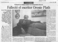 Falleció el escritor Oreste Plath  [artículo].