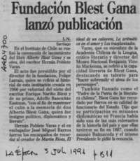 Fundación Blest Gana lanzó publicación  [artículo] L. N.