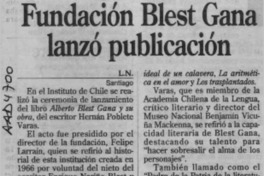 Fundación Blest Gana lanzó publicación  [artículo] L. N.