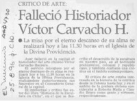 Falleció historiador Víctor Carvacho H.  [artículo].