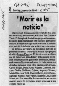 Morir es la noticia  [artículo].