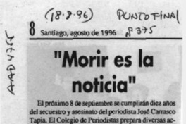 Morir es la noticia  [artículo].
