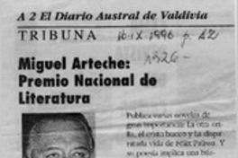 Miguel Arteche, Premio Nacional de Literatura  [artículo] Erwin Haverbeck O.