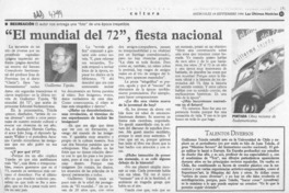 El mundial del 72", fiesta nacional  [artículo].