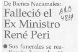 Falleció el ex ministro René Peri  [artículo].