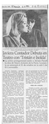 Javiera Contador debuta en teatro con "Tristán e Isolda"