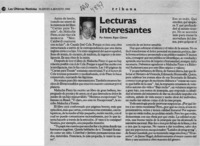Lecturas interesantes  [artículo] Antonio Rojas Gómez.