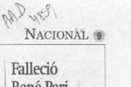 Falleció René Peri ex ministro y general (R)  [artículo].