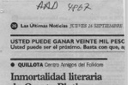Inmortalidad literaria de Oreste Plath  [artículo] Miguel Andrade Oyarzún.