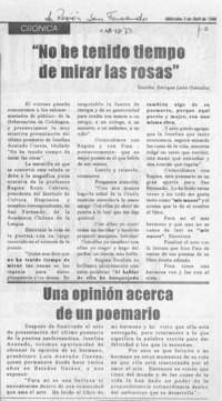"No he tenido tiempo de mirar las rosas"  [artículo] Enrique León González.