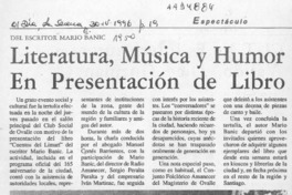 Literatura, música y humor en presentación de libro  [artículo].