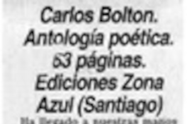 Carlos Bolton, "Antología poética"