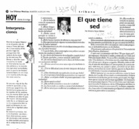 El que tiene sed  [artículo] Antonio Rojas Gómez.