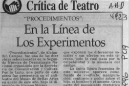 "Procedimientos", en la línea de los experimentos  [artículo] Carola Oyarzún L.