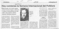Hoy comienza la Semana Internacional del Folklore  [artículo].