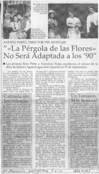 "La Pérgola de las flores" no será adaptada a los '90"  [artículo].