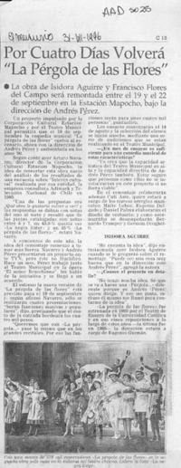 Por cuatro días volverá "La pérgola de las flores"  [artículo].