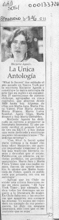 La Unica antología  [artículo].