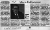 Falleció Raúl Ampuero  [artículo].