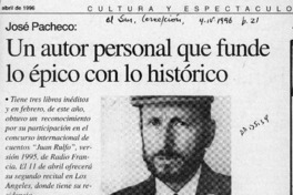 Un Autor personal que funde lo épico con lo histórico  [artículo].