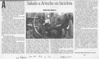 Saludo a Arteche en bicicleta  [artículo] César Díaz-Muñoz C.