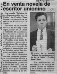En venta novela de escritor unionino  [artículo].