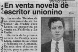 En venta novela de escritor unionino  [artículo].