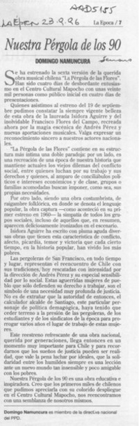 Nuestra Pérgola de los 90  [artículo] Domingo Namuncura.