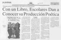 Con un libro, escolares dan a conocer su producción poética  [artículo].