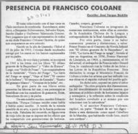 Presencia de Francisco Coloane  [artículo] José Vargas Badilla.