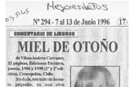 Miel de otoño  [artículo] Rocío L'Amar.