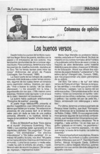 Los buenos versos  [artículo] Marino Muñoz Lagos.