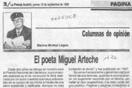 El poeta Miguel Arteche  [artículo] Marino Muñoz Lagos.