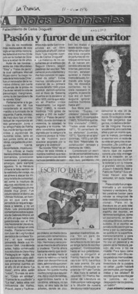Pasión y furor de un escritor  [artículo] Juan Alberto Lecaros.